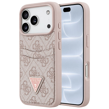 Case for Apple iPhone 18 Pro / 17 Pro, Guess, 4G Double Card Triangle, Pink