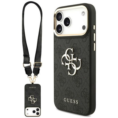Pouzdro pro Apple iPhone 18 Pro / 17 Pro, Guess, Big 4G Classic Logo & Big Strap Metal Buttons, černé