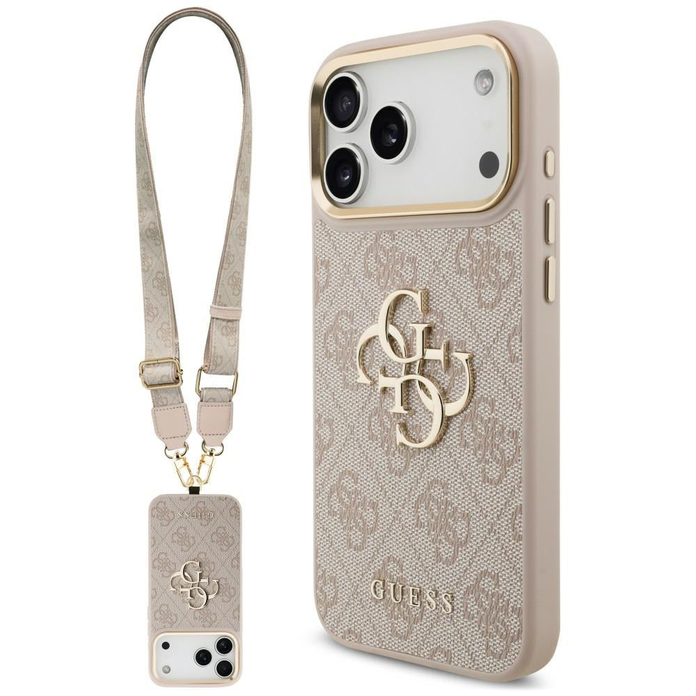 Pouzdro pro Apple iPhone 18 Pro / 17 Pro, Guess, Big 4G Classic Logo & Big Strap Metal Buttons, růžové