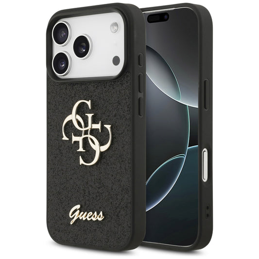 Pouzdro pro Apple iPhone 18 Pro / 17 Pro, Guess, Fixed Glitter Big 4G, Černé