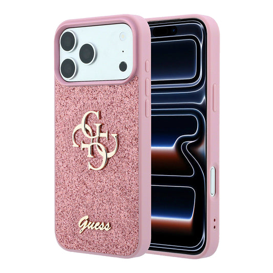 Pouzdro pro Apple iPhone 18 Pro / 17 Pro, Guess, Fixed Glitter Big 4G, Růžové