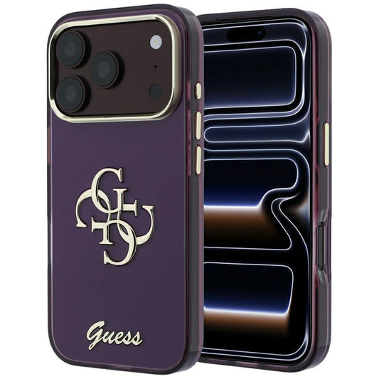 Pouzdro pro Apple iPhone 18 Pro / 17 Pro, Guess, IML 4G Metal Script, Vínová