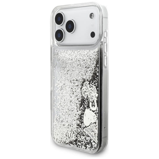 Pouzdro pro Apple iPhone 18 Pro / 17 Pro, Guess, Liquid Glitter Charms, stříbrné