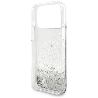 Pouzdro pro Apple iPhone 18 Pro / 17 Pro, Guess, Liquid Glitter Charms, stříbrné