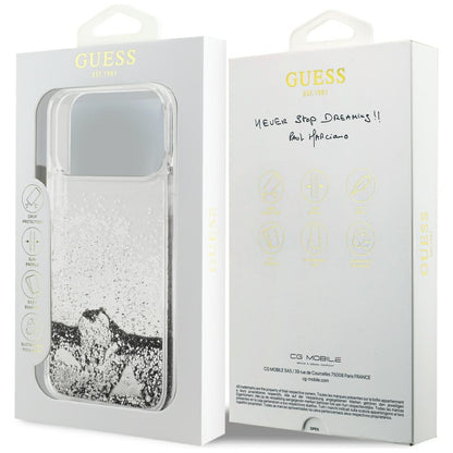 Pouzdro pro Apple iPhone 18 Pro / 17 Pro, Guess, Liquid Glitter Charms, stříbrné