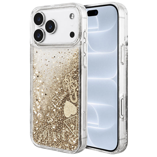 Pouzdro pro Apple iPhone 18 Pro / 17 Pro, Guess, Liquid Glitter Charms, zlaté