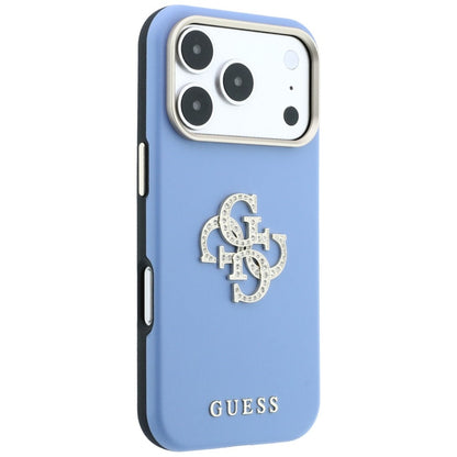 Case for Apple iPhone 18 Pro / 17 Pro, Guess, Smooth Big Strass Logo, Blue