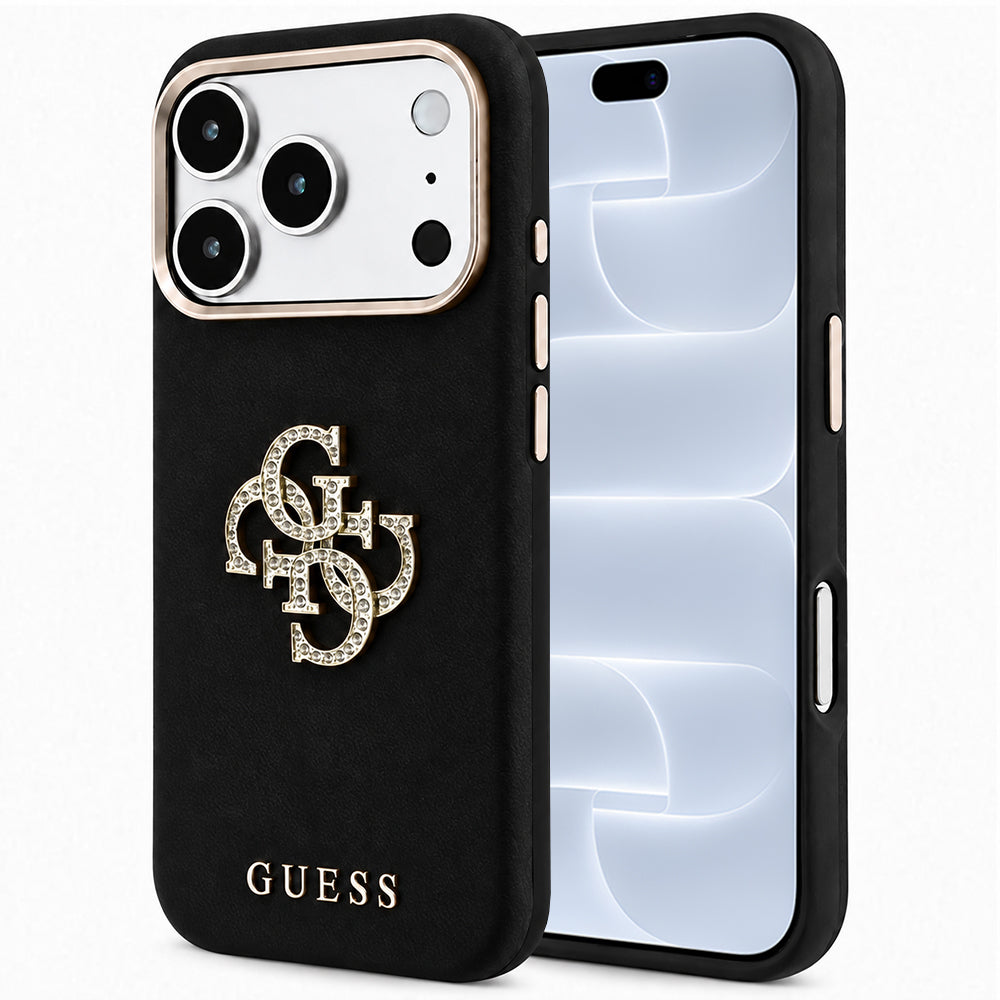 Case for Apple iPhone 18 Pro / 17 Pro, Guess, Smooth Big Strass Logo, Black