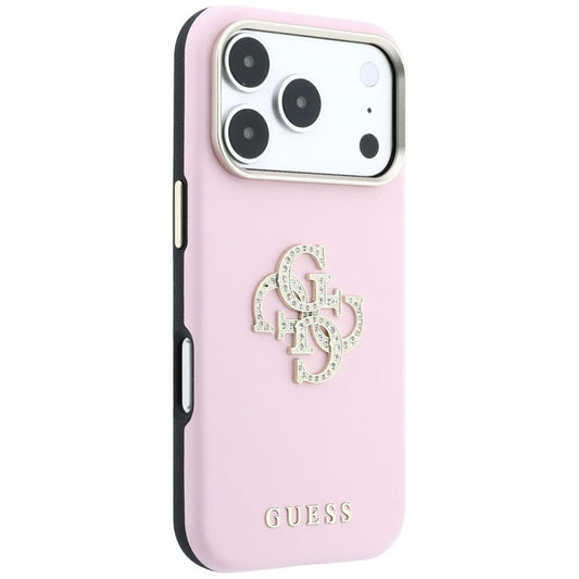Pouzdro pro Apple iPhone 18 Pro / 17 Pro, Guess, Smooth Big Strass Logo, růžové