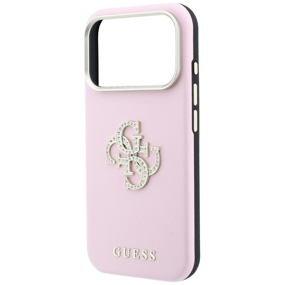 Pouzdro pro Apple iPhone 18 Pro / 17 Pro, Guess, Smooth Big Strass Logo, růžové