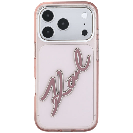 Pouzdro pro Apple iPhone 18 Pro / 17 Pro, Karl Lagerfeld, IML Velké podpisové logo z pryskyřice a kovový rám, růžové
