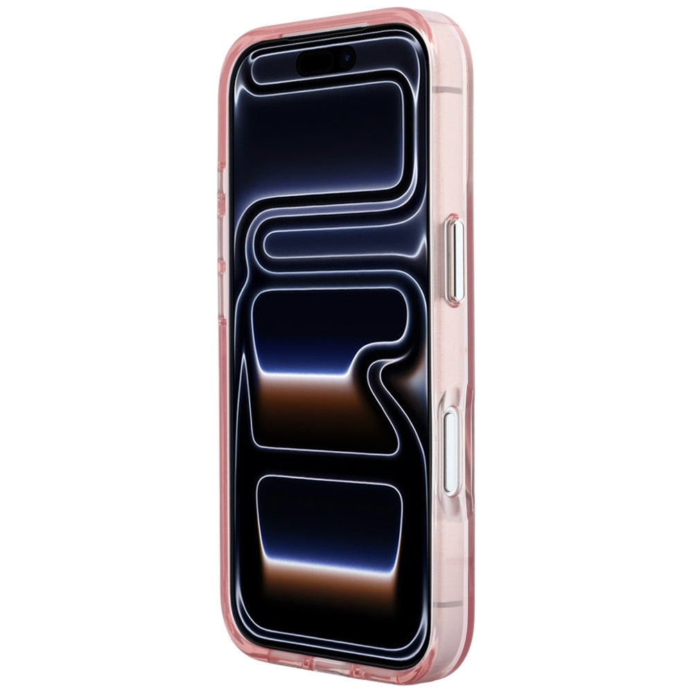 Pouzdro pro Apple iPhone 18 Pro / 17 Pro, Karl Lagerfeld, IML Velké podpisové logo z pryskyřice a kovový rám, růžové