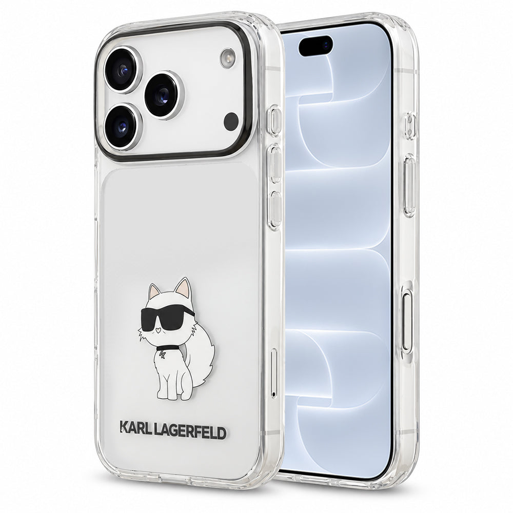Pouzdro pro Apple iPhone 18 Pro / 17 Pro, Karl Lagerfeld, IML Choupette NFT, průhledné