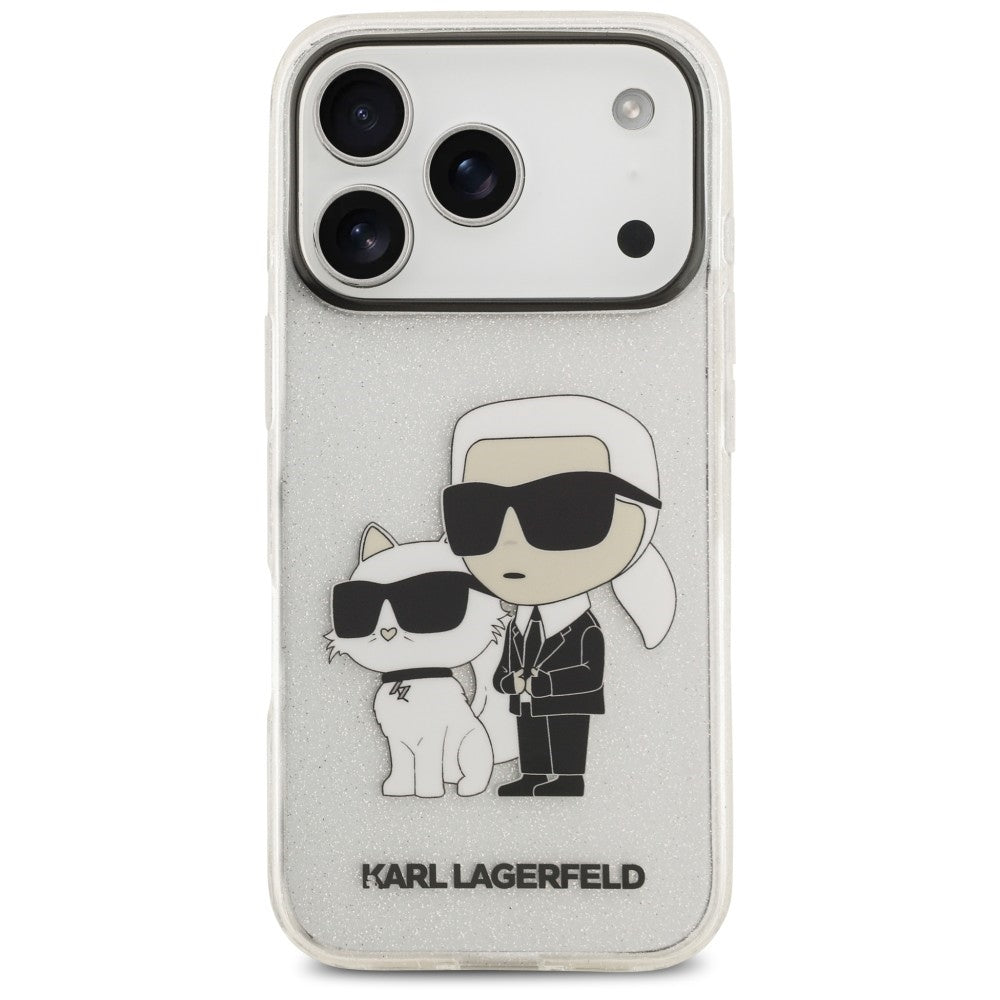 Pouzdro pro Apple iPhone 18 Pro / 17 Pro, Karl Lagerfeld, IML Glitter Karl and Choupette NFT, průhledné