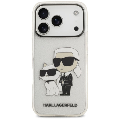 Pouzdro pro Apple iPhone 18 Pro / 17 Pro, Karl Lagerfeld, IML Glitter Karl and Choupette NFT, průhledné