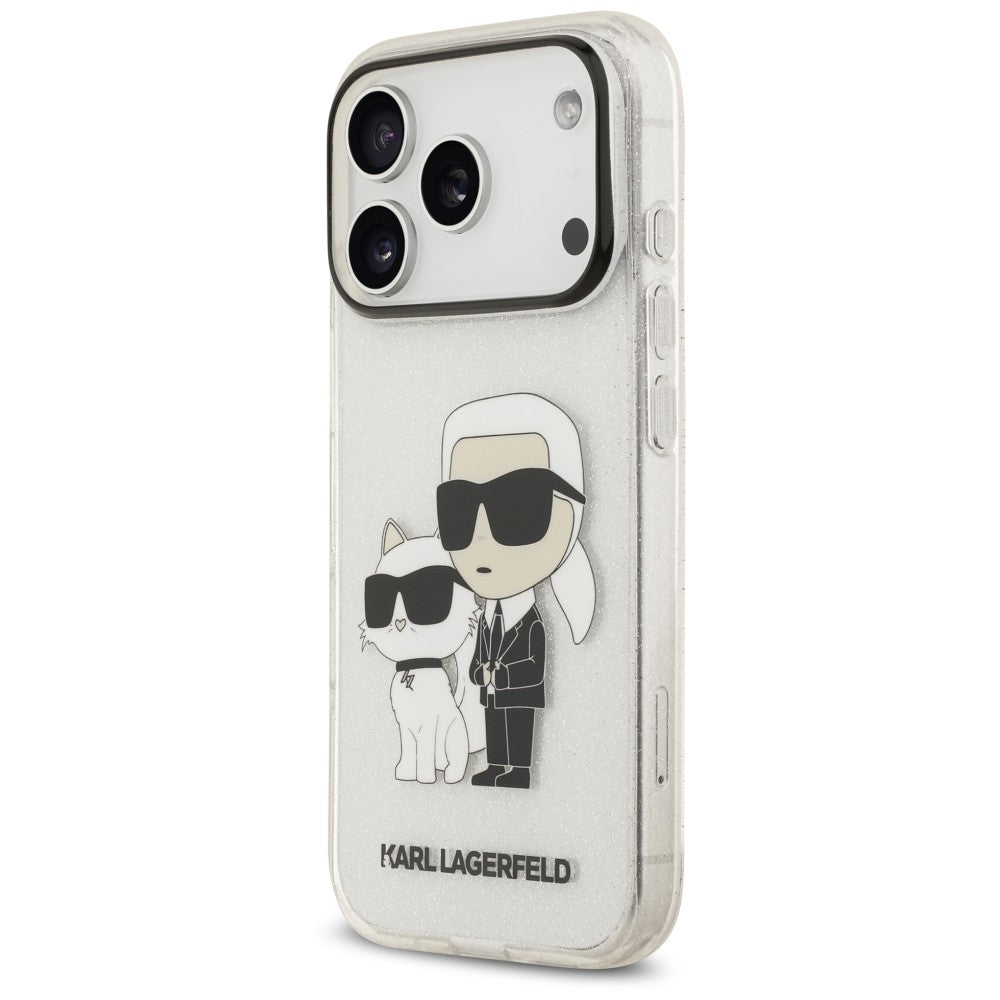 Pouzdro pro Apple iPhone 18 Pro / 17 Pro, Karl Lagerfeld, IML Glitter Karl and Choupette NFT, průhledné