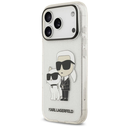 Pouzdro pro Apple iPhone 18 Pro / 17 Pro, Karl Lagerfeld, IML Glitter Karl and Choupette NFT, průhledné