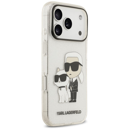 Pouzdro pro Apple iPhone 18 Pro / 17 Pro, Karl Lagerfeld, IML Glitter Karl and Choupette NFT, průhledné