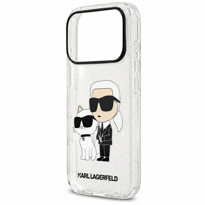 Pouzdro pro Apple iPhone 18 Pro / 17 Pro, Karl Lagerfeld, IML Glitter Karl and Choupette NFT, průhledné