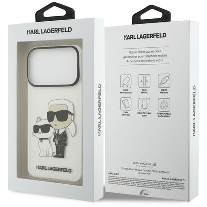 Pouzdro pro Apple iPhone 18 Pro / 17 Pro, Karl Lagerfeld, IML Glitter Karl and Choupette NFT, průhledné