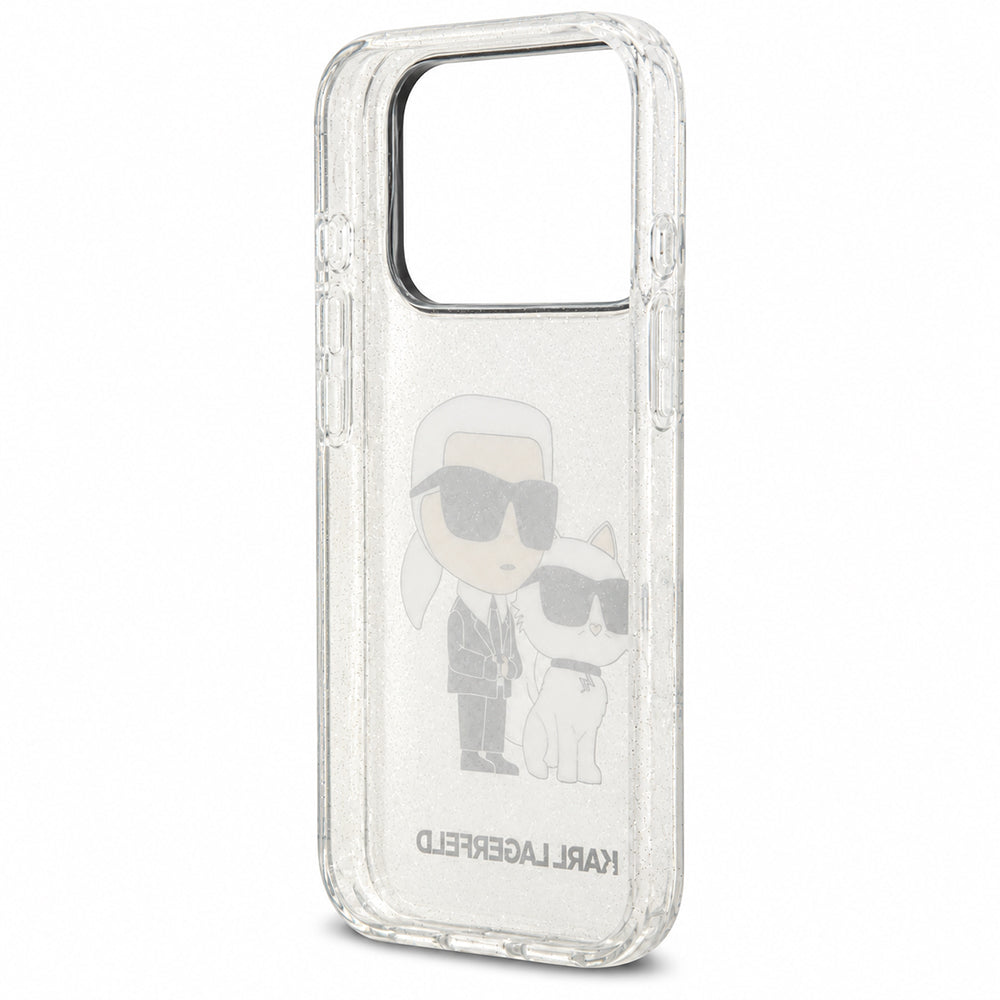 Pouzdro pro Apple iPhone 18 Pro / 17 Pro, Karl Lagerfeld, IML Glitter Karl and Choupette NFT, průhledné