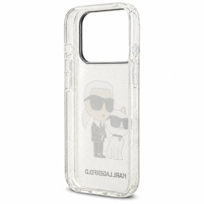 Pouzdro pro Apple iPhone 18 Pro / 17 Pro, Karl Lagerfeld, IML Glitter Karl and Choupette NFT, průhledné