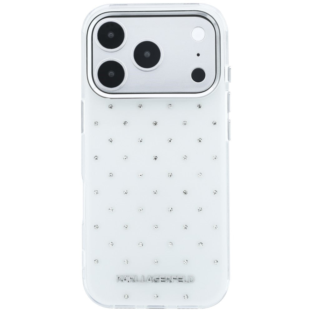 Pouzdro pro Apple iPhone 18 Pro / 17 Pro, Karl Lagerfeld, IML kamínky a elektrolytické logo, bílé