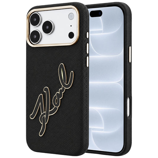Case for Apple iPhone 18 Pro / 17 Pro, Karl Lagerfeld, Smooth Big Resin Signature Logo, Black