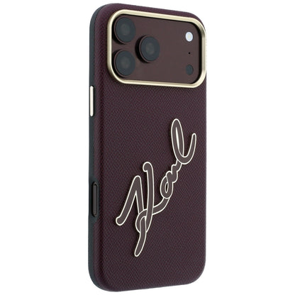 Pouzdro pro Apple iPhone 18 Pro / 17 Pro, Karl Lagerfeld, hladké velké pryskyřičné logo, vínové