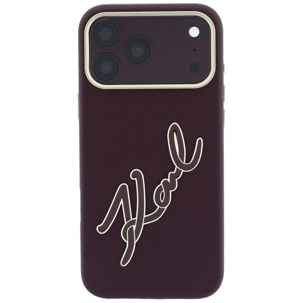 Pouzdro pro Apple iPhone 18 Pro / 17 Pro, Karl Lagerfeld, hladké velké pryskyřičné logo, vínové