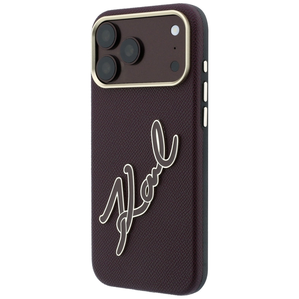 Pouzdro pro Apple iPhone 18 Pro / 17 Pro, Karl Lagerfeld, hladké velké pryskyřičné logo, vínové