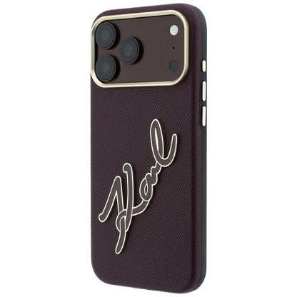 Pouzdro pro Apple iPhone 18 Pro / 17 Pro, Karl Lagerfeld, hladké velké pryskyřičné logo, vínové