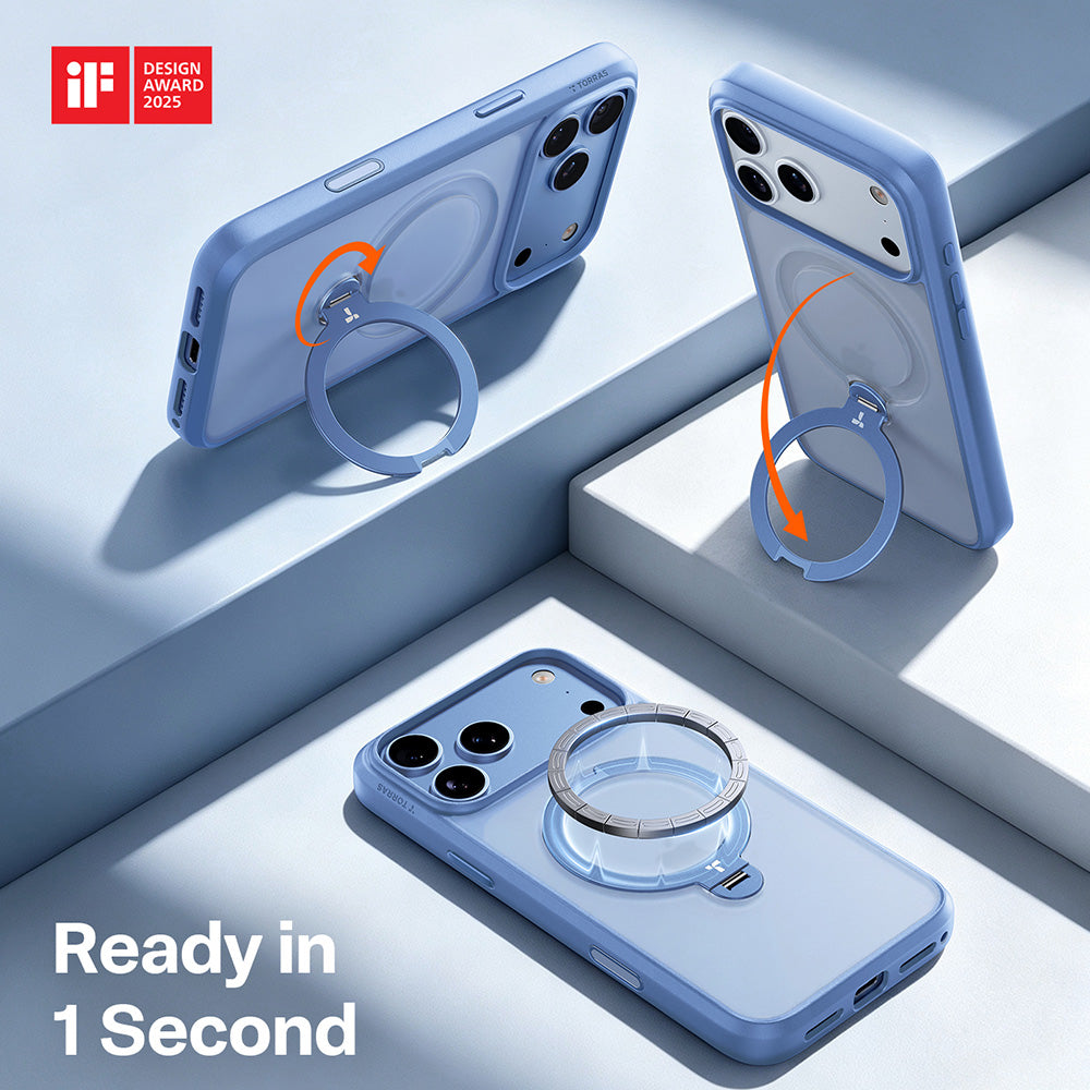 MagSafe pouzdro pro Apple iPhone 18 Pro / 17 Pro, Torras, Ostand Spin, Modrá