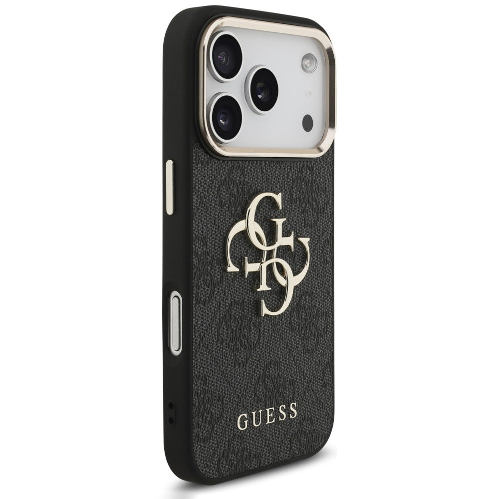 Case for Apple iPhone 18 Pro Max / 17 Pro Max, Guess, 4G Classic Logo with Strap, Black Gold