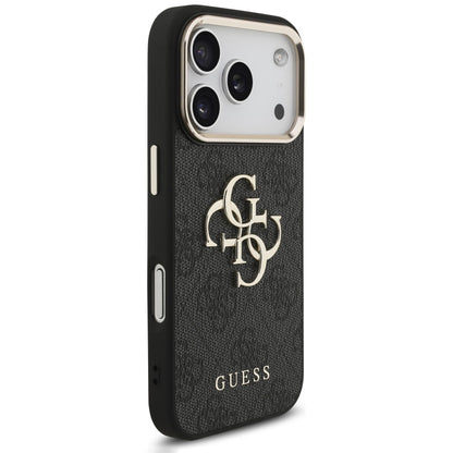 Case for Apple iPhone 18 Pro Max / 17 Pro Max, Guess, 4G Classic Logo with Strap, Black Gold