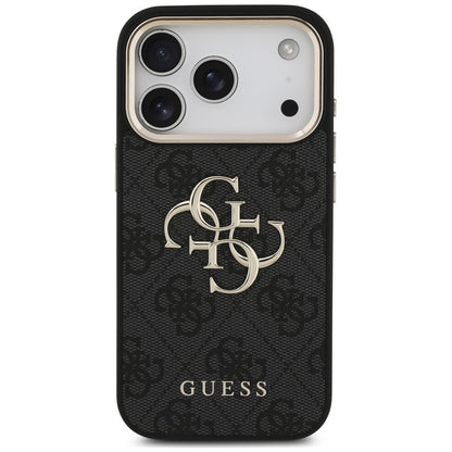 Case for Apple iPhone 18 Pro Max / 17 Pro Max, Guess, 4G Classic Logo with Strap, Black Gold