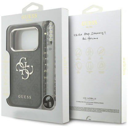 Case for Apple iPhone 18 Pro Max / 17 Pro Max, Guess, 4G Classic Logo with Strap, Black Gold