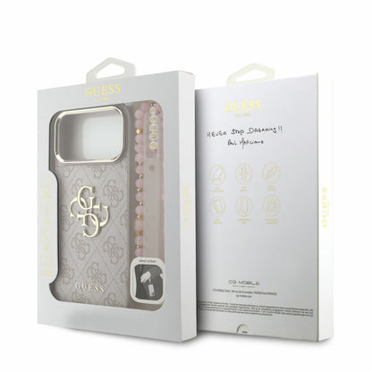 Pouzdro pro Apple iPhone 18 Pro Max / 17 Pro Max, Guess, 4G Classic Logo s páskem, Růžově zlaté