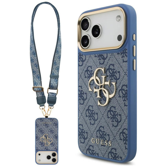 Pouzdro pro Apple iPhone 18 Pro Max / 17 Pro Max, Guess, Big 4G Classic Logo & Big Strap Metal Buttons, modré