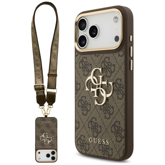 Pouzdro pro Apple iPhone 18 Pro Max / 17 Pro Max, Guess, Big 4G Classic Logo & Big Strap Metal Buttons, hnědé