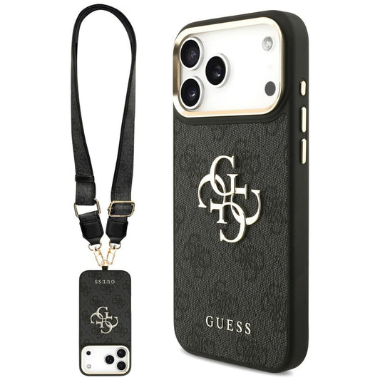 Pouzdro pro Apple iPhone 18 Pro Max / 17 Pro Max, Guess, Big 4G Classic Logo & Big Strap Metal Buttons, černé