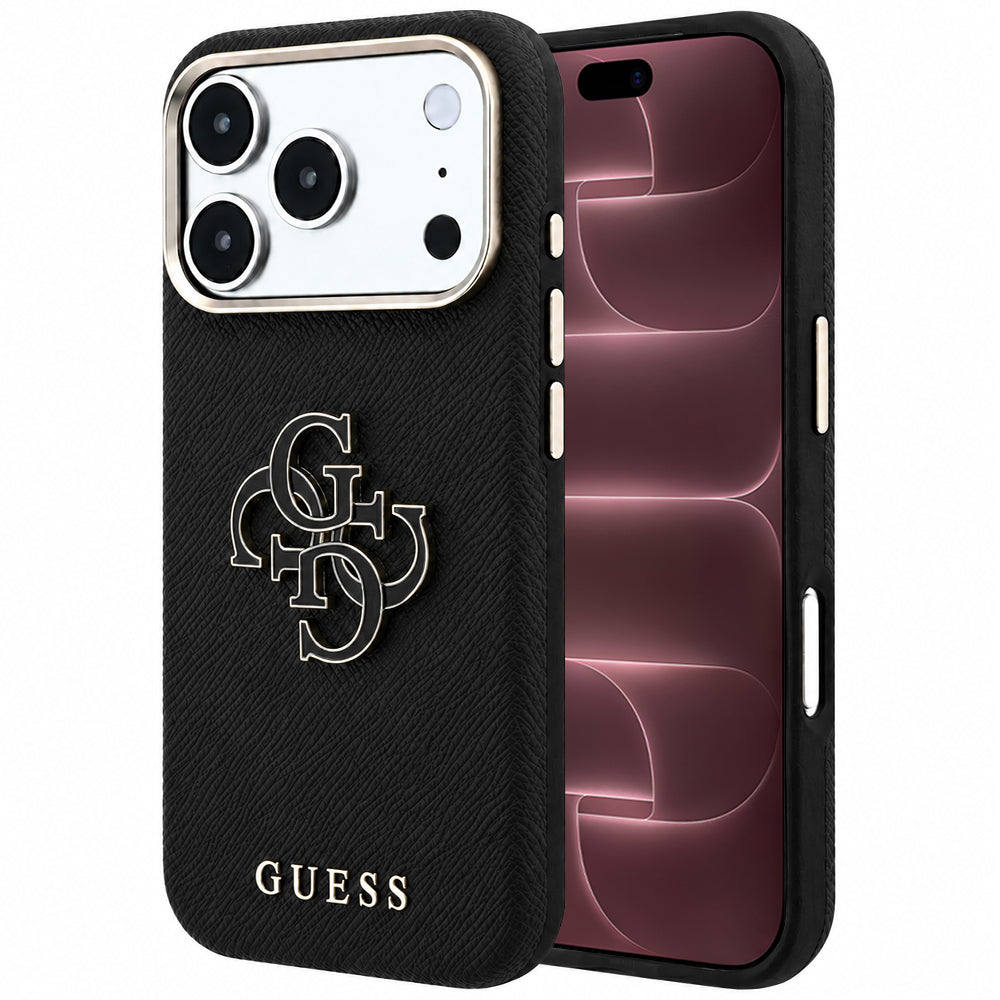 Pouzdro pro Apple iPhone 18 Pro Max / 17 Pro Max, Guess, Grained Big Resin Logo, Černé