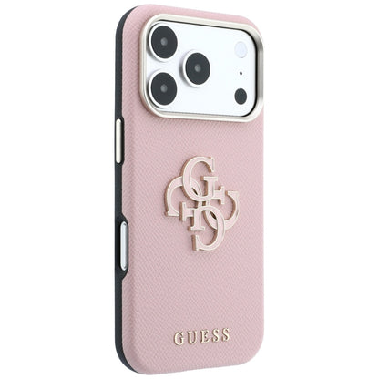 Pouzdro pro Apple iPhone 18 Pro Max / 17 Pro Max, Guess, Grained Big Resin Logo, Růžové