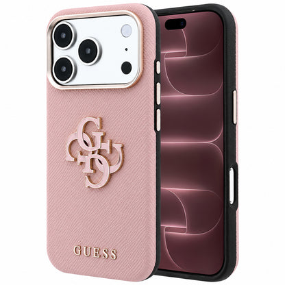 Pouzdro pro Apple iPhone 18 Pro Max / 17 Pro Max, Guess, Grained Big Resin Logo, Růžové