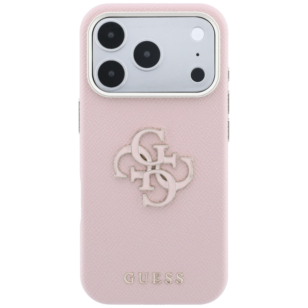 Pouzdro pro Apple iPhone 18 Pro Max / 17 Pro Max, Guess, Grained Big Resin Logo, Růžové