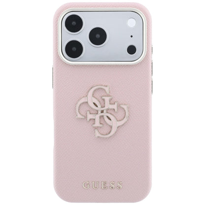 Pouzdro pro Apple iPhone 18 Pro Max / 17 Pro Max, Guess, Grained Big Resin Logo, Růžové