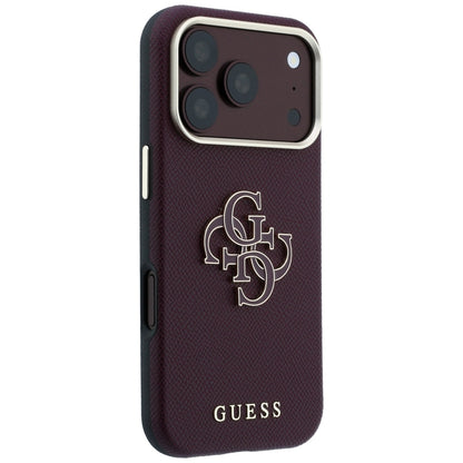 Pouzdro pro Apple iPhone 18 Pro Max / 17 Pro Max, Guess, Zrnitý velký pryskyřičný logo, Tmavě červená