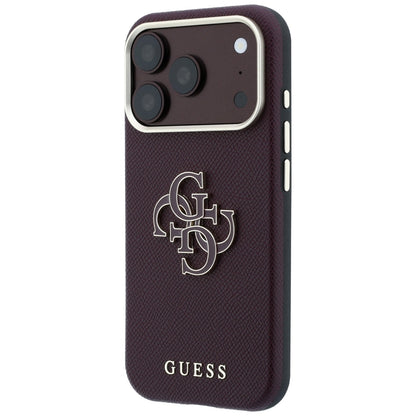Pouzdro pro Apple iPhone 18 Pro Max / 17 Pro Max, Guess, Zrnitý velký pryskyřičný logo, Tmavě červená