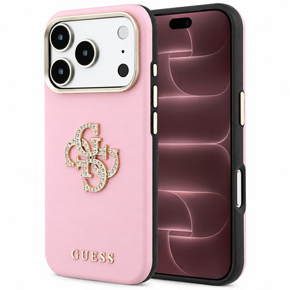 Pouzdro pro Apple iPhone 18 Pro Max / 17 Pro Max, Guess, Smooth Big Strass Logo, růžové