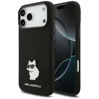 Case for Apple iPhone 18 Pro Max / 17 Pro Max, Karl Lagerfeld, Choupette Metal Pin, Black